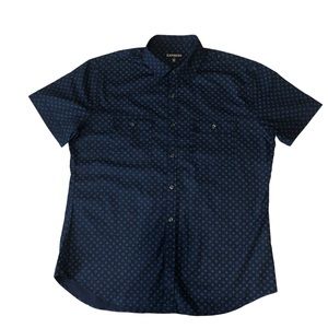 EXPRESS Men’s Blue Short Sleeve Button Front Shirt size XL